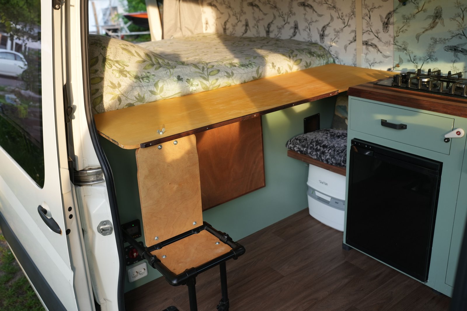 Horizon campervan sleeping and kitchen area